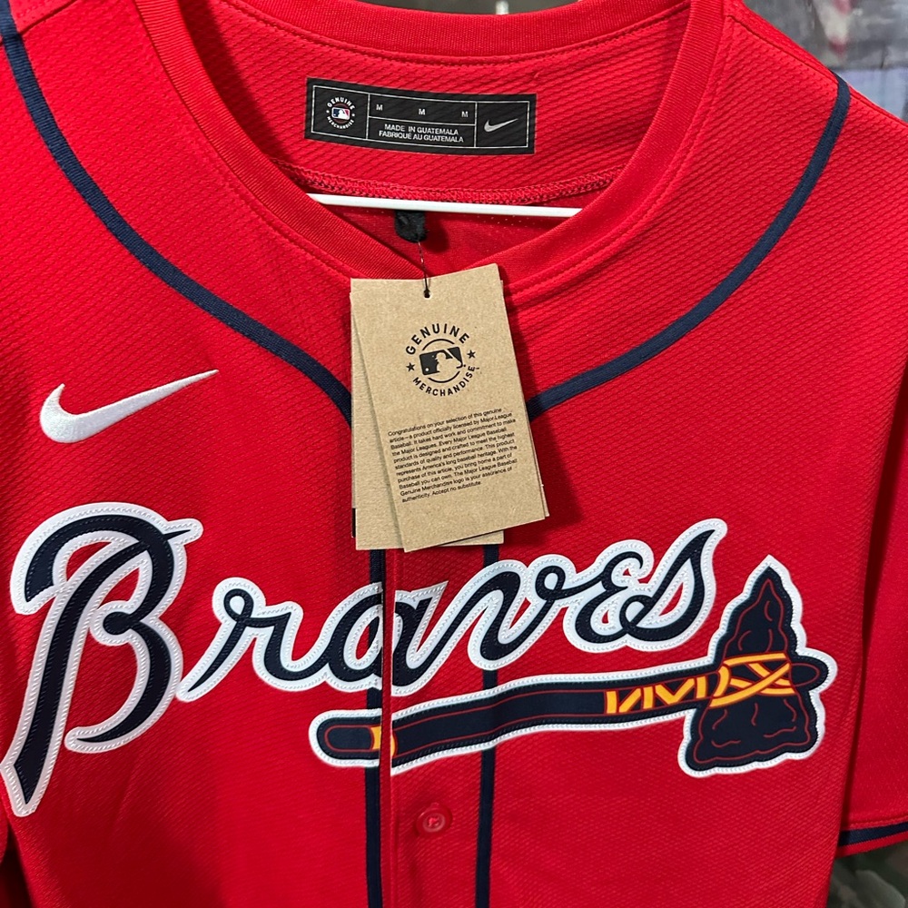 Nike Men's Atlanta Braves Ronald Acuña Jr. #13 Red Alternate Baseball Jersey - Picture 5 of 15
